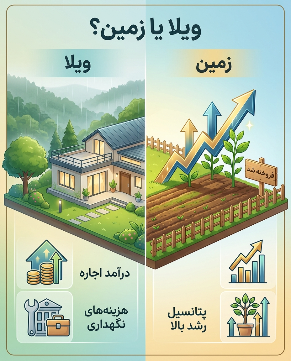 برای سرمایه گذاری در شمال ویلا بخریم یا زمین؟