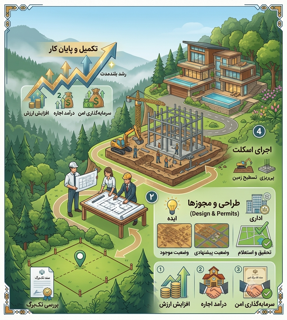مراحل ساخت ویلا در شمال | راهنمای کامل ساخت ویلا از صفر تا صد