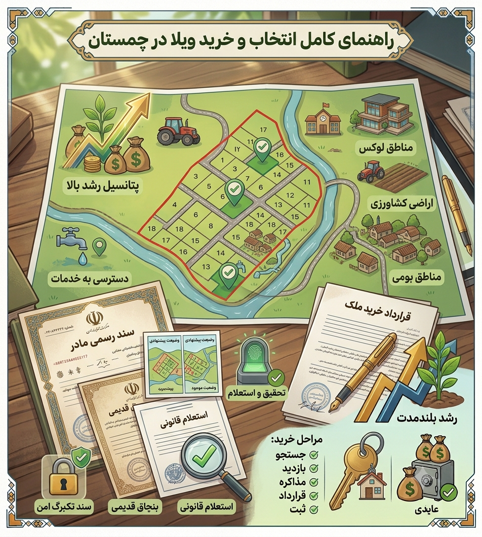 خرید ویلا در چمستان؛ راهنمای کامل انتخاب بهترین منطقه